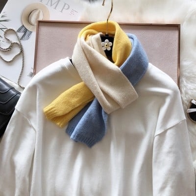 Шал – корейски стил, едноцветен плетен, топъл за зима за възрастни (Материал: акрилно влакно; Съдържание: 31–50%; Функция: поддържа топло; Сезон: зима; Стил: свеж и сладък)