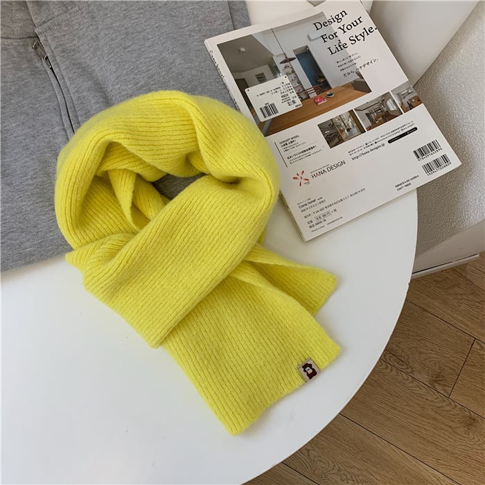 Шал – корейски стил, едноцветен плетен, топъл за зима за възрастни (Материал: акрилно влакно; Съдържание: 31–50%; Функция: поддържа топло; Сезон: зима; Стил: свеж и сладък)