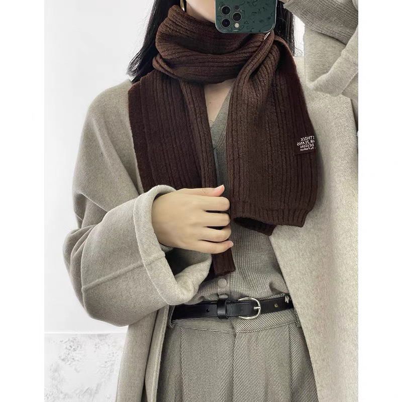 Шал – корейски стил, едноцветен плетен, топъл за зима за възрастни (Материал: акрилно влакно; Съдържание: 31–50%; Функция: поддържа топло; Сезон: зима; Стил: свеж и сладък)