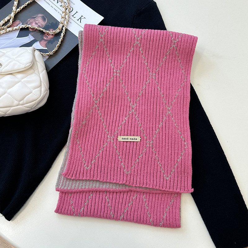 Шал – корейски стил, едноцветен плетен, топъл за зима за възрастни (Материал: акрилно влакно; Съдържание: 31–50%; Функция: поддържа топло; Сезон: зима; Стил: свеж и сладък)