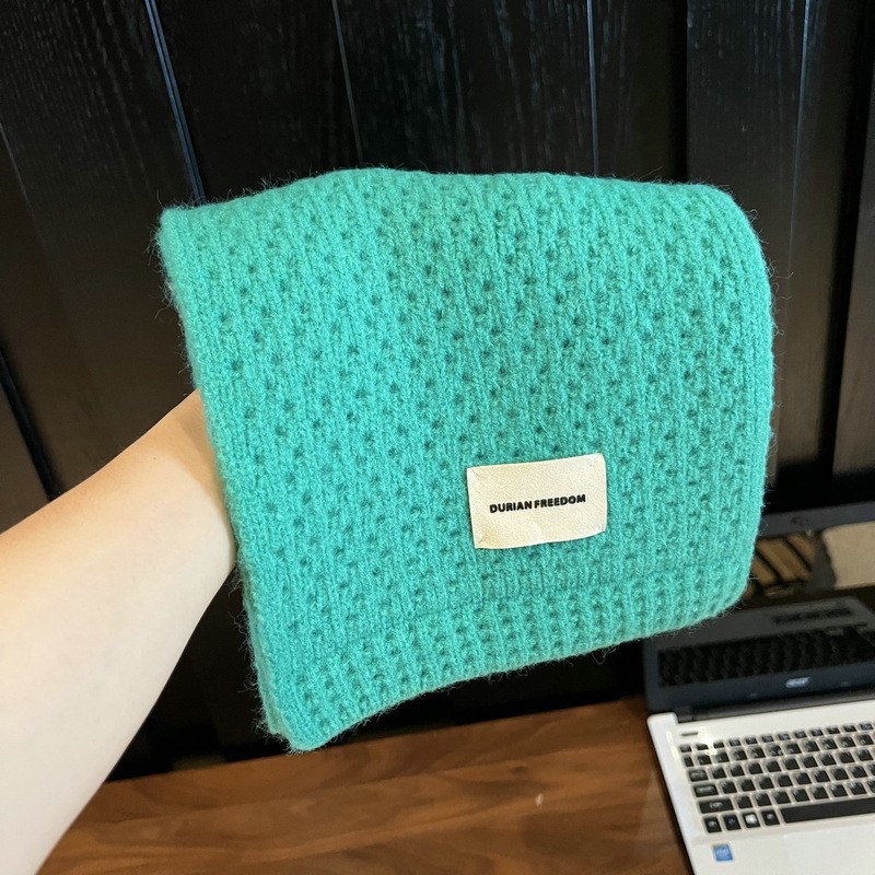 Шал – корейски стил, едноцветен плетен, топъл за зима за възрастни (Материал: акрилно влакно; Съдържание: 31–50%; Функция: поддържа топло; Сезон: зима; Стил: свеж и сладък)