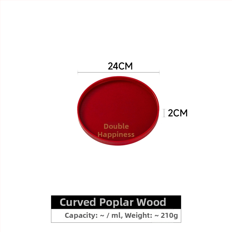Дървен кръгъл поднос за чай с символа на щастието, едноцветен, пасторален стил, глянцирана повърхност