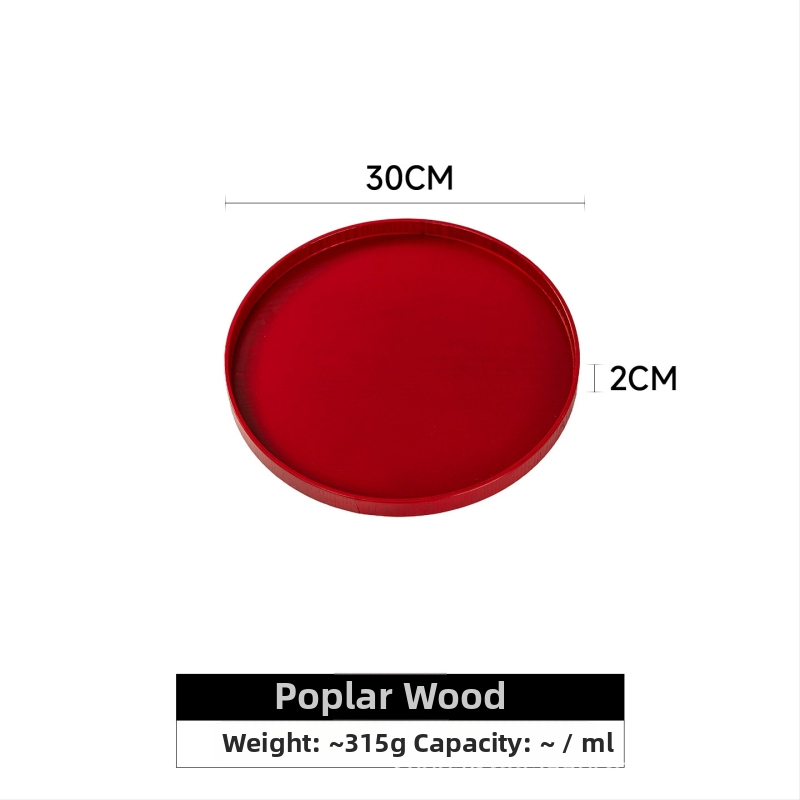 Дървен кръгъл поднос за чай с символа на щастието, едноцветен, пасторален стил, глянцирана повърхност