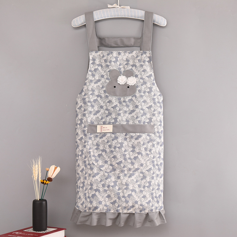 Престилка без ръкави с дантелен кант, памук със слуб текстура, двойни презрамки, устойчив на петна, модерен минимализъм