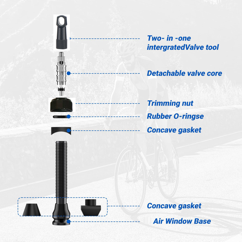 Bezkameru ventilis velosipēdam – nerūsējošais tērauds, franču vītne, sānu ar trim atverēm, skrūvējama uzstādīšana, parastā kodola dobums
