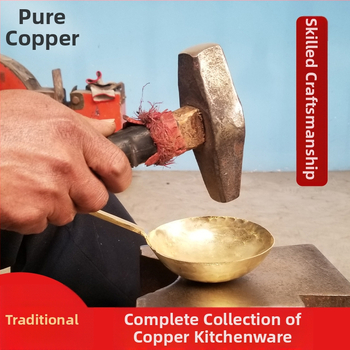 Lingură de cupru, stil modern simplu, pentru adulți, model monocrom, tacâmuri de bucătărie Copper Craftsman