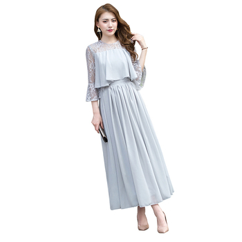 Duga večernja haljina, korejskog stila, haljina za banket za domaćicu, vitka silueta, visok pojas, poliester