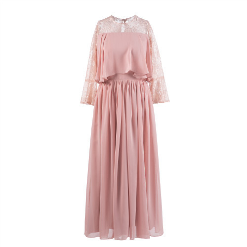 Duga večernja haljina, korejskog stila, haljina za banket za domaćicu, vitka silueta, visok pojas, poliester