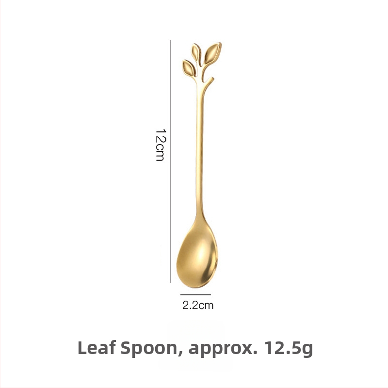 Lingură cu mâner lung, motiv floare de cireș, oțel inoxidabil 410, finisaj oglindă, Little Old Man Tableware