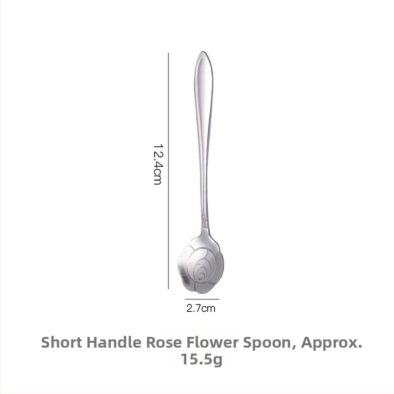 Lingură cu mâner lung, motiv floare de cireș, oțel inoxidabil 410, finisaj oglindă, Little Old Man Tableware