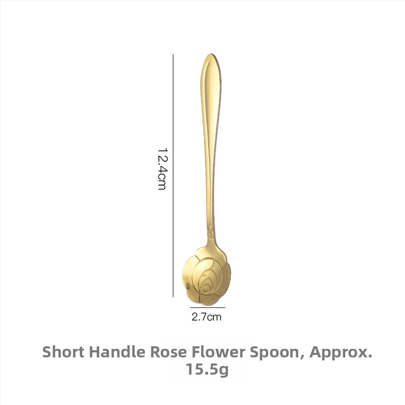 Lingură cu mâner lung, motiv floare de cireș, oțel inoxidabil 410, finisaj oglindă, Little Old Man Tableware