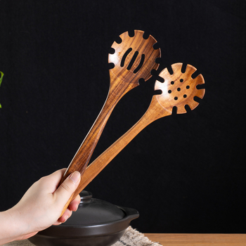 Akācijas koka karotes un lāpstas komplekts nepiedegošām pannām, izturīgs pret augstām temperatūrām, aizsardzība pret apdegumiem, āķa dizains, koka rokturi