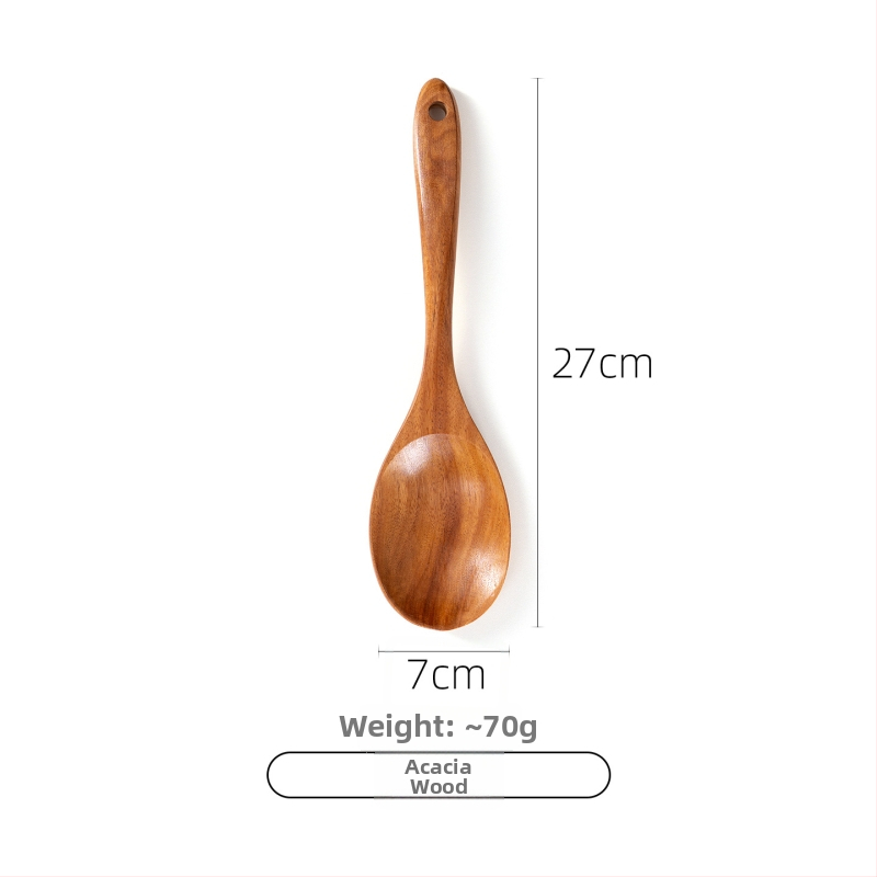 Akācijas koka karotes un lāpstas komplekts nepiedegošām pannām, izturīgs pret augstām temperatūrām, aizsardzība pret apdegumiem, āķa dizains, koka rokturi