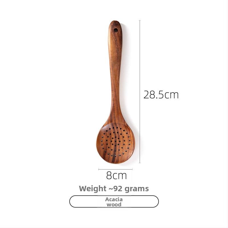 Akācijas koka karotes un lāpstas komplekts nepiedegošām pannām, izturīgs pret augstām temperatūrām, aizsardzība pret apdegumiem, āķa dizains, koka rokturi