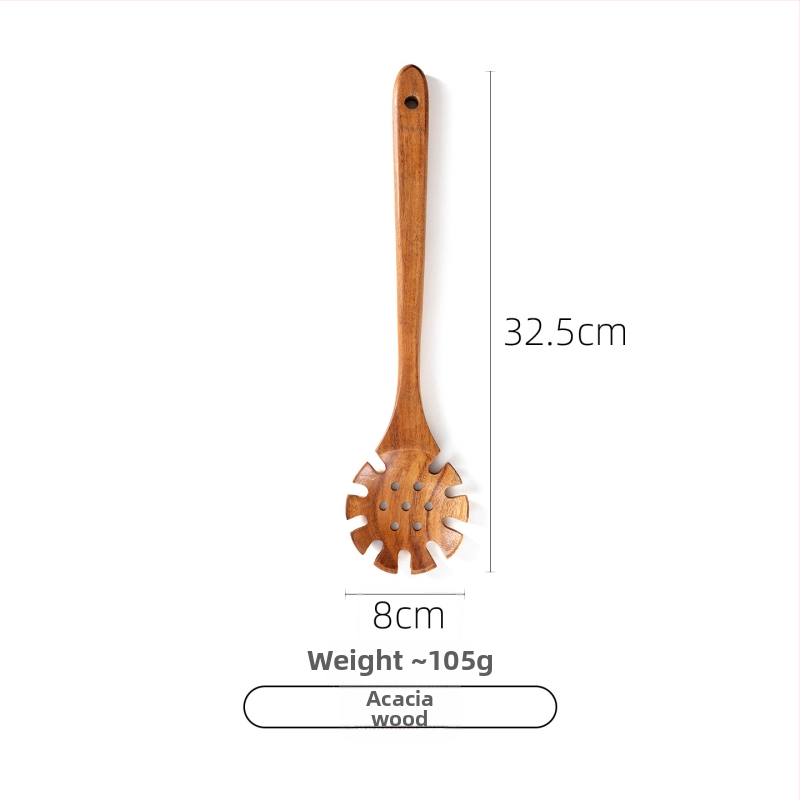 Akācijas koka karotes un lāpstas komplekts nepiedegošām pannām, izturīgs pret augstām temperatūrām, aizsardzība pret apdegumiem, āķa dizains, koka rokturi