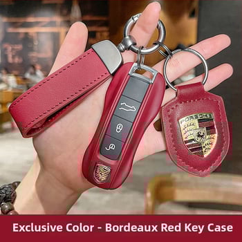 Porsche kulcsház – PU anyag, lakkozott bőrhatás, egyszerű stílus; kompatibil Cayenne, Macan, 911, Panamera, 718, Taycan