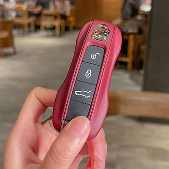 Porsche kulcsház – PU anyag, lakkozott bőrhatás, egyszerű stílus; kompatibil Cayenne, Macan, 911, Panamera, 718, Taycan