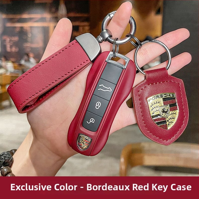 Porsche kulcsház – PU anyag, lakkozott bőrhatás, egyszerű stílus; kompatibil Cayenne, Macan, 911, Panamera, 718, Taycan