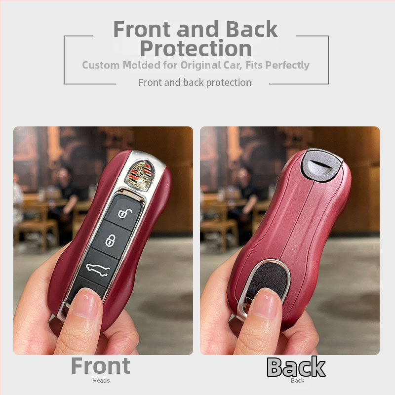 Porsche kulcsház – PU anyag, lakkozott bőrhatás, egyszerű stílus; kompatibil Cayenne, Macan, 911, Panamera, 718, Taycan