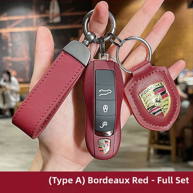 Porsche kulcsház – PU anyag, lakkozott bőrhatás, egyszerű stílus; kompatibil Cayenne, Macan, 911, Panamera, 718, Taycan