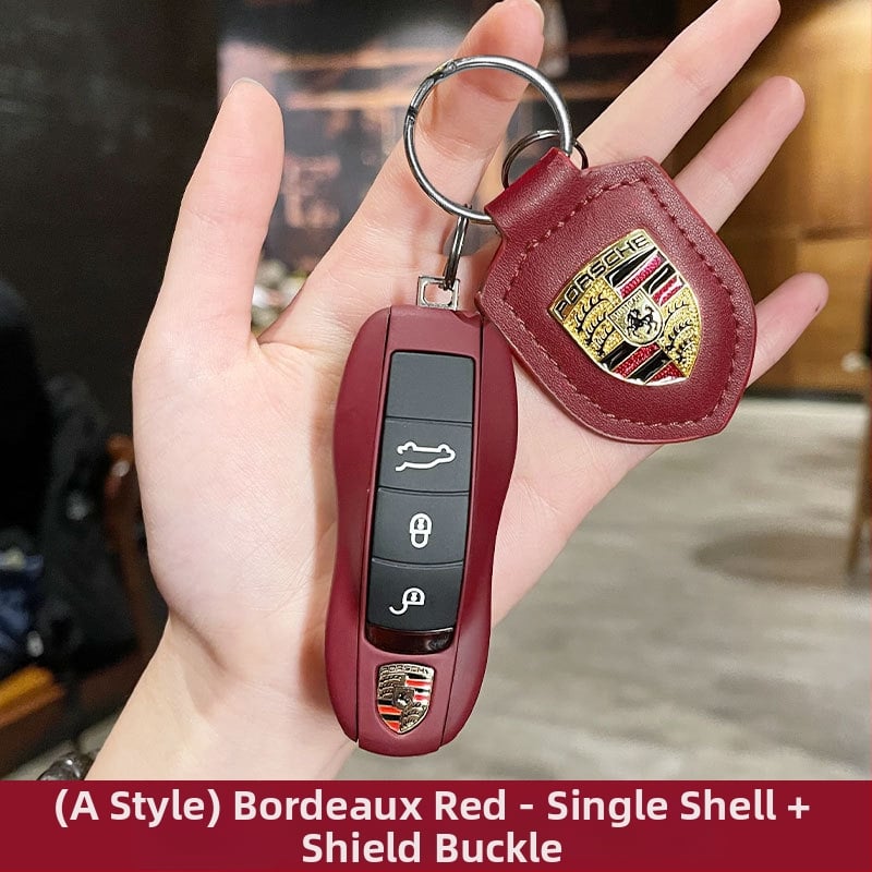 Porsche kulcsház – PU anyag, lakkozott bőrhatás, egyszerű stílus; kompatibil Cayenne, Macan, 911, Panamera, 718, Taycan