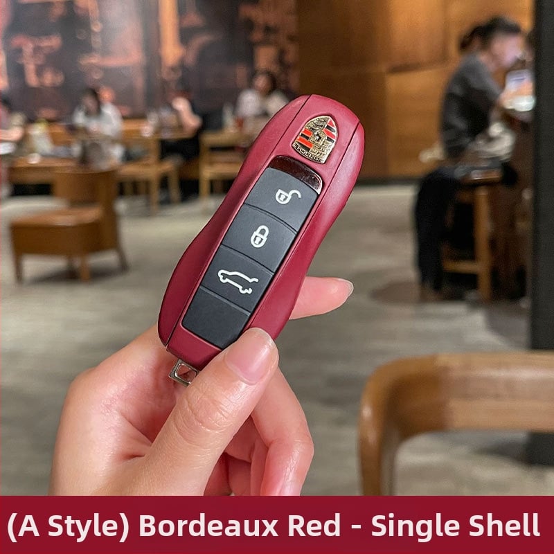 Porsche kulcsház – PU anyag, lakkozott bőrhatás, egyszerű stílus; kompatibil Cayenne, Macan, 911, Panamera, 718, Taycan