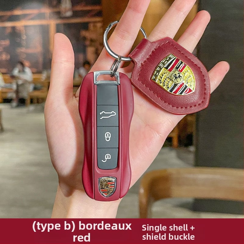 Porsche kulcsház – PU anyag, lakkozott bőrhatás, egyszerű stílus; kompatibil Cayenne, Macan, 911, Panamera, 718, Taycan