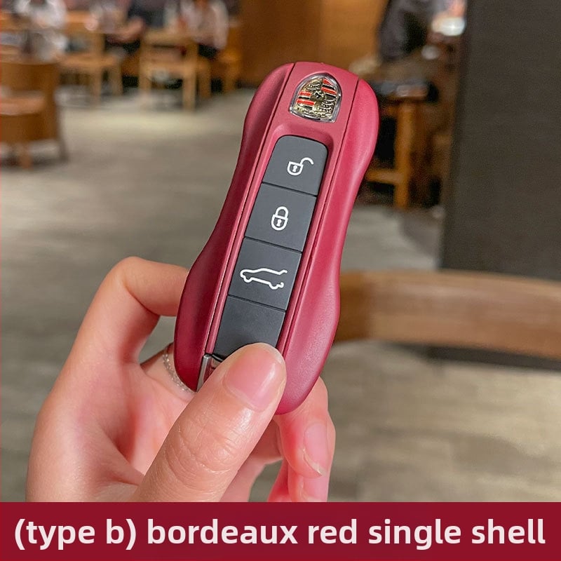 Porsche kulcsház – PU anyag, lakkozott bőrhatás, egyszerű stílus; kompatibil Cayenne, Macan, 911, Panamera, 718, Taycan