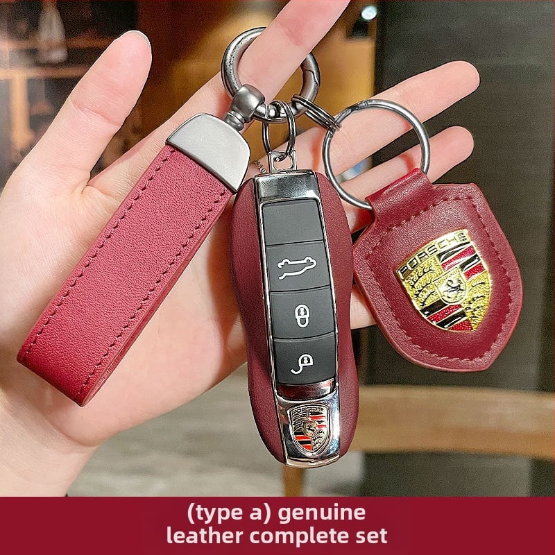Porsche kulcsház – PU anyag, lakkozott bőrhatás, egyszerű stílus; kompatibil Cayenne, Macan, 911, Panamera, 718, Taycan