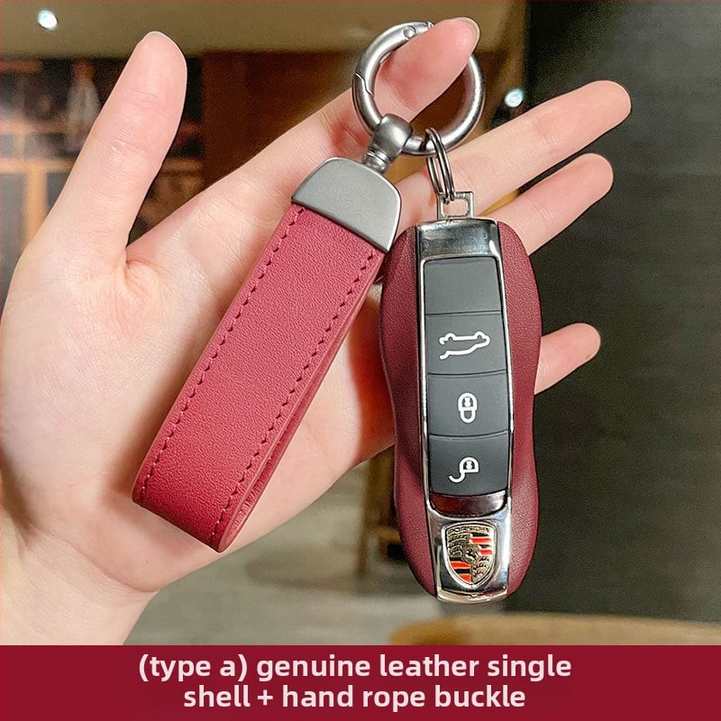 Porsche kulcsház – PU anyag, lakkozott bőrhatás, egyszerű stílus; kompatibil Cayenne, Macan, 911, Panamera, 718, Taycan