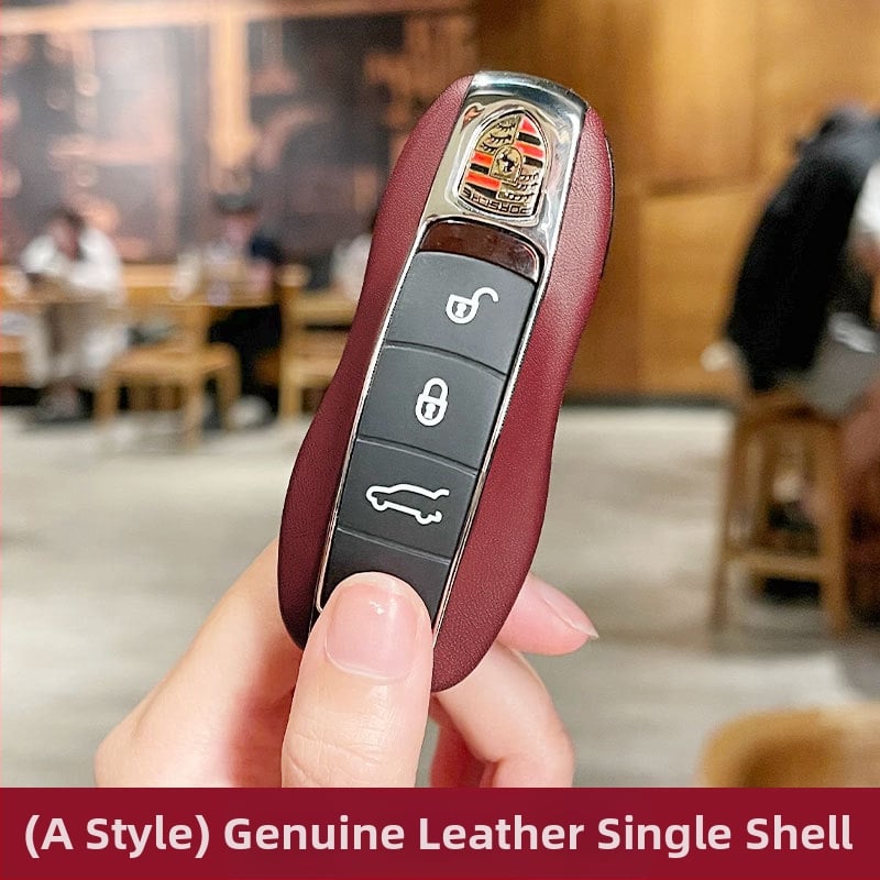 Porsche kulcsház – PU anyag, lakkozott bőrhatás, egyszerű stílus; kompatibil Cayenne, Macan, 911, Panamera, 718, Taycan