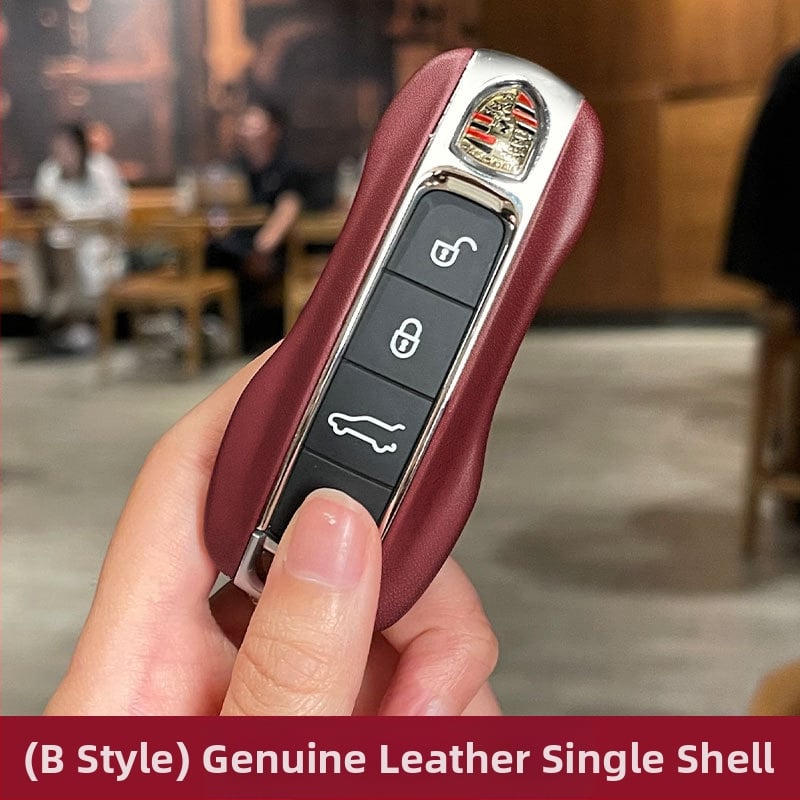 Porsche kulcsház – PU anyag, lakkozott bőrhatás, egyszerű stílus; kompatibil Cayenne, Macan, 911, Panamera, 718, Taycan