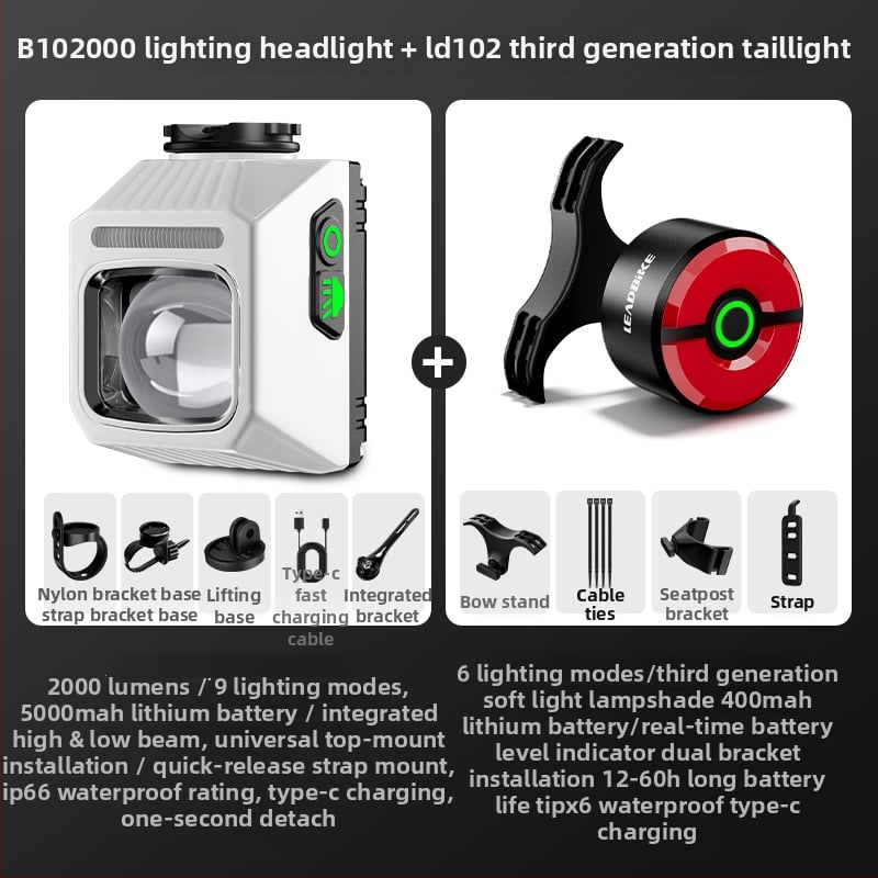 Elülső világítás kerékpárhoz, országúti és MTB kerékpárokhoz, éjszakai vezetéshez, integrált bringa számítógéppel, hosszú üzemidejű akkumulátor