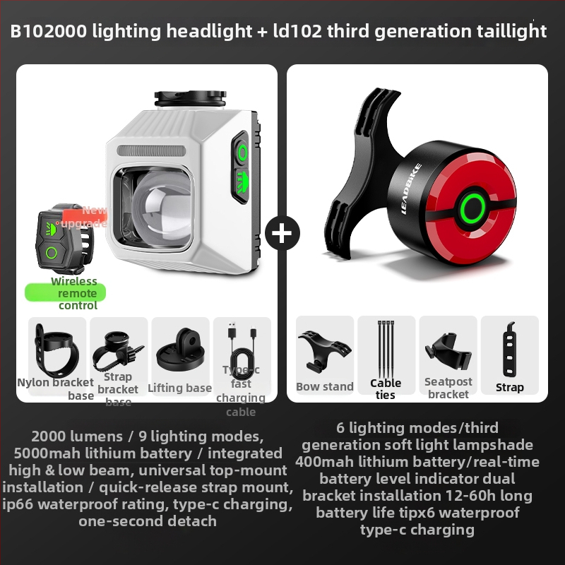 Elülső világítás kerékpárhoz, országúti és MTB kerékpárokhoz, éjszakai vezetéshez, integrált bringa számítógéppel, hosszú üzemidejű akkumulátor