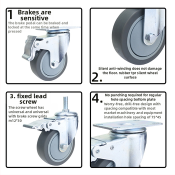 Universaalne ratas lameplaadiga, vaikne suunatud piduriga, TPR kumm