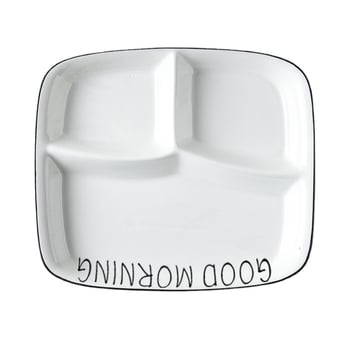 Farfurie porțelan divizată, suprafață pictată manual, compatibilă cu microunde, imprimare logo, personalizare disponibilă