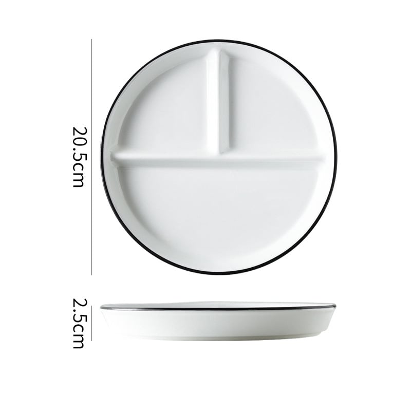 Farfurie porțelan divizată, suprafață pictată manual, compatibilă cu microunde, imprimare logo, personalizare disponibilă