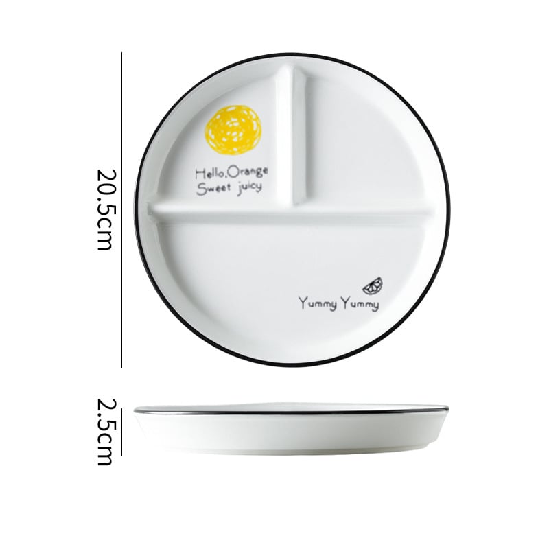 Farfurie porțelan divizată, suprafață pictată manual, compatibilă cu microunde, imprimare logo, personalizare disponibilă