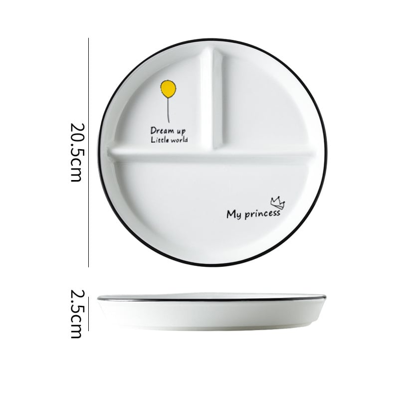 Farfurie porțelan divizată, suprafață pictată manual, compatibilă cu microunde, imprimare logo, personalizare disponibilă