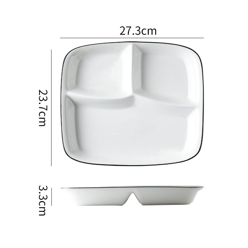 Farfurie porțelan divizată, suprafață pictată manual, compatibilă cu microunde, imprimare logo, personalizare disponibilă