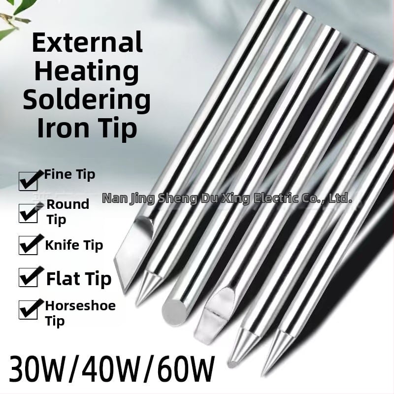 Išorinio šildymo litavimo antgalis, be švino, iš raudono vario; galių formos: smailus ir peilio formos; maksimalus galingumas 60W, iki 480°C