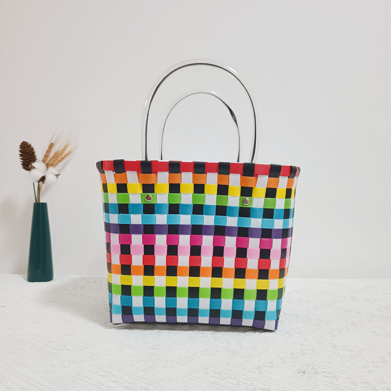 Geantă din PVC țesută, mică pătrată, stil proaspăt și dulce, pentru uz zilnic, primăvara 2022