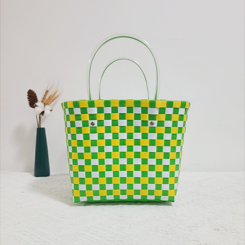 Geantă din PVC țesută, mică pătrată, stil proaspăt și dulce, pentru uz zilnic, primăvara 2022