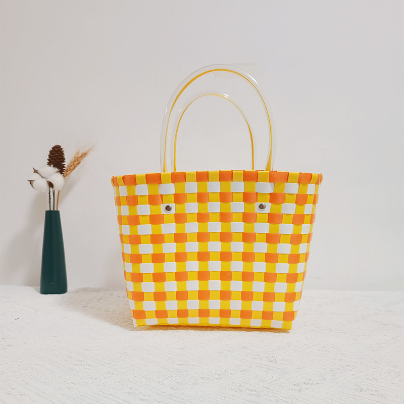 Geantă din PVC țesută, mică pătrată, stil proaspăt și dulce, pentru uz zilnic, primăvara 2022