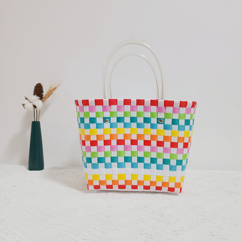 Geantă din PVC țesută, mică pătrată, stil proaspăt și dulce, pentru uz zilnic, primăvara 2022