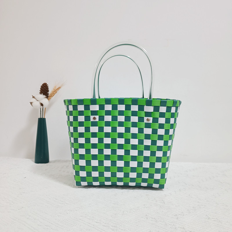 Geantă din PVC țesută, mică pătrată, stil proaspăt și dulce, pentru uz zilnic, primăvara 2022
