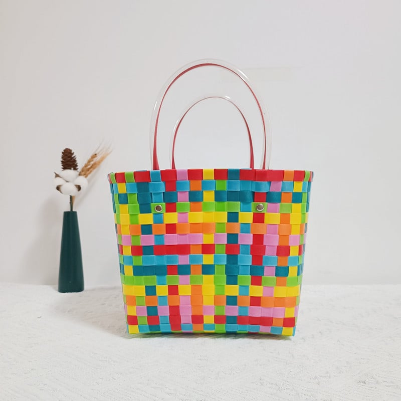 Geantă din PVC țesută, mică pătrată, stil proaspăt și dulce, pentru uz zilnic, primăvara 2022