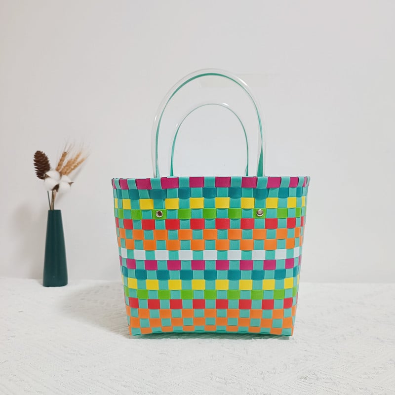 Geantă din PVC țesută, mică pătrată, stil proaspăt și dulce, pentru uz zilnic, primăvara 2022