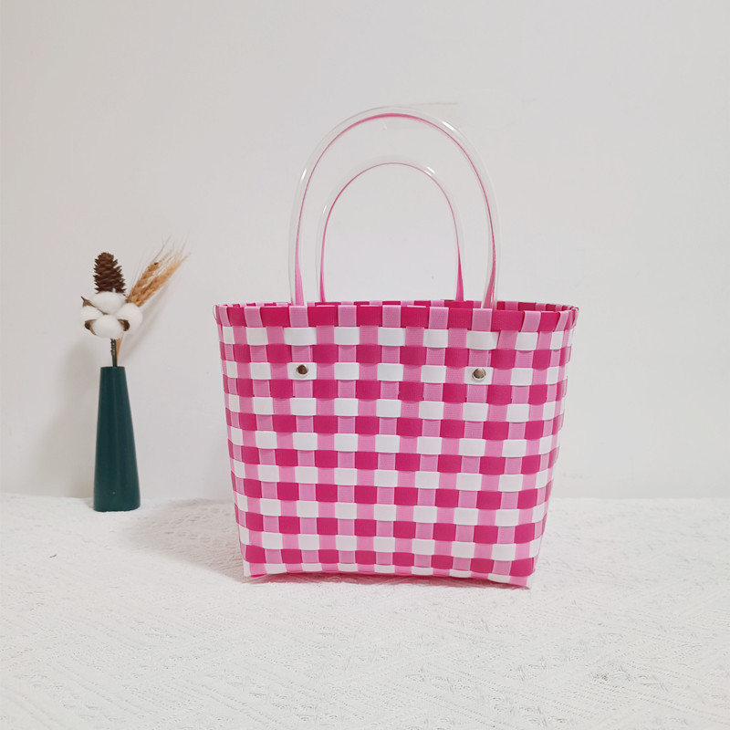 Geantă din PVC țesută, mică pătrată, stil proaspăt și dulce, pentru uz zilnic, primăvara 2022