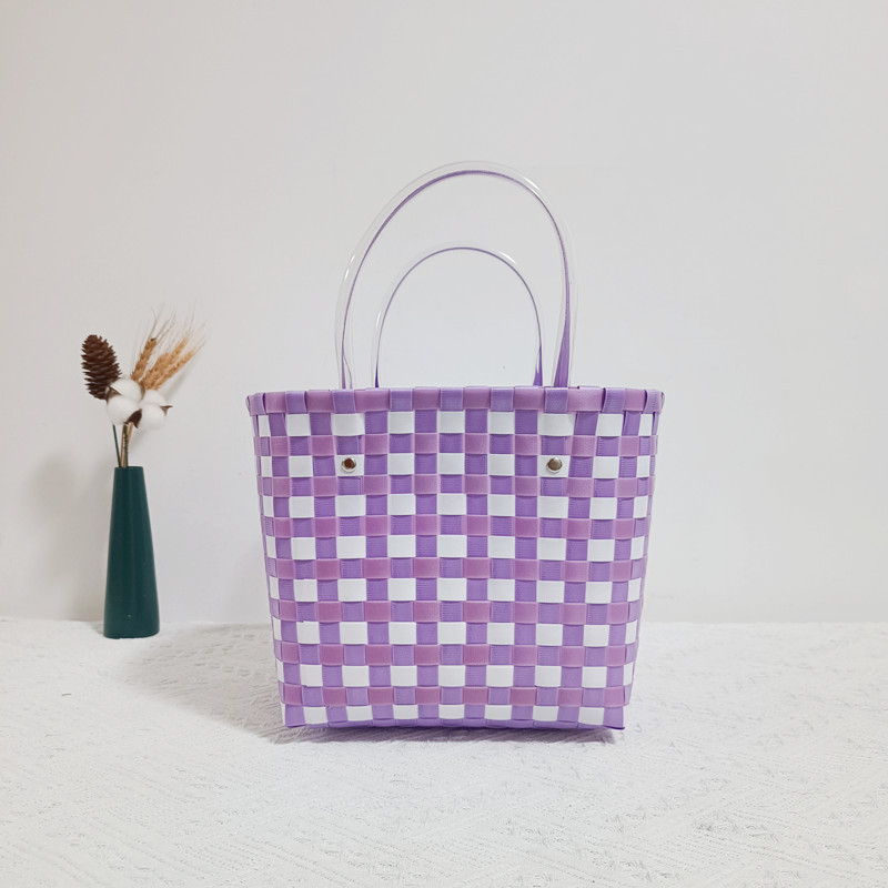 Geantă din PVC țesută, mică pătrată, stil proaspăt și dulce, pentru uz zilnic, primăvara 2022